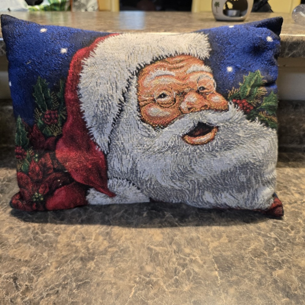 Rectangle Tapestry Santa Pillow Measures 17"‎ By 11"